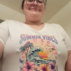 Retro Summer Vibes Graphic Tee – Tropical Beach Sunset Shirt