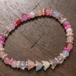 Pastel Multicolor Beaded Bracelet with flower shaped beads