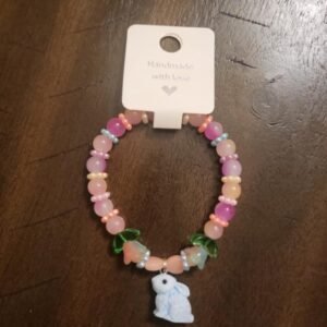 Pastel Bunny Garden Bead Bracelet – Handmade with Love