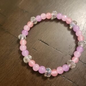 Purple, Pink and Opaque Beaded Bracelet with faux gemstones